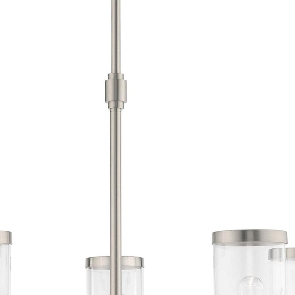 Nickel Five Light Metal Dimmable Chandelier With Shades