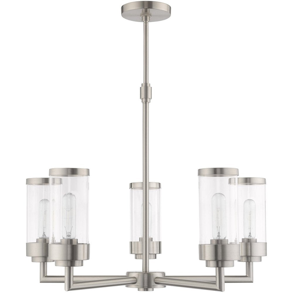 Five Light Dimmable Chandelier With Shades