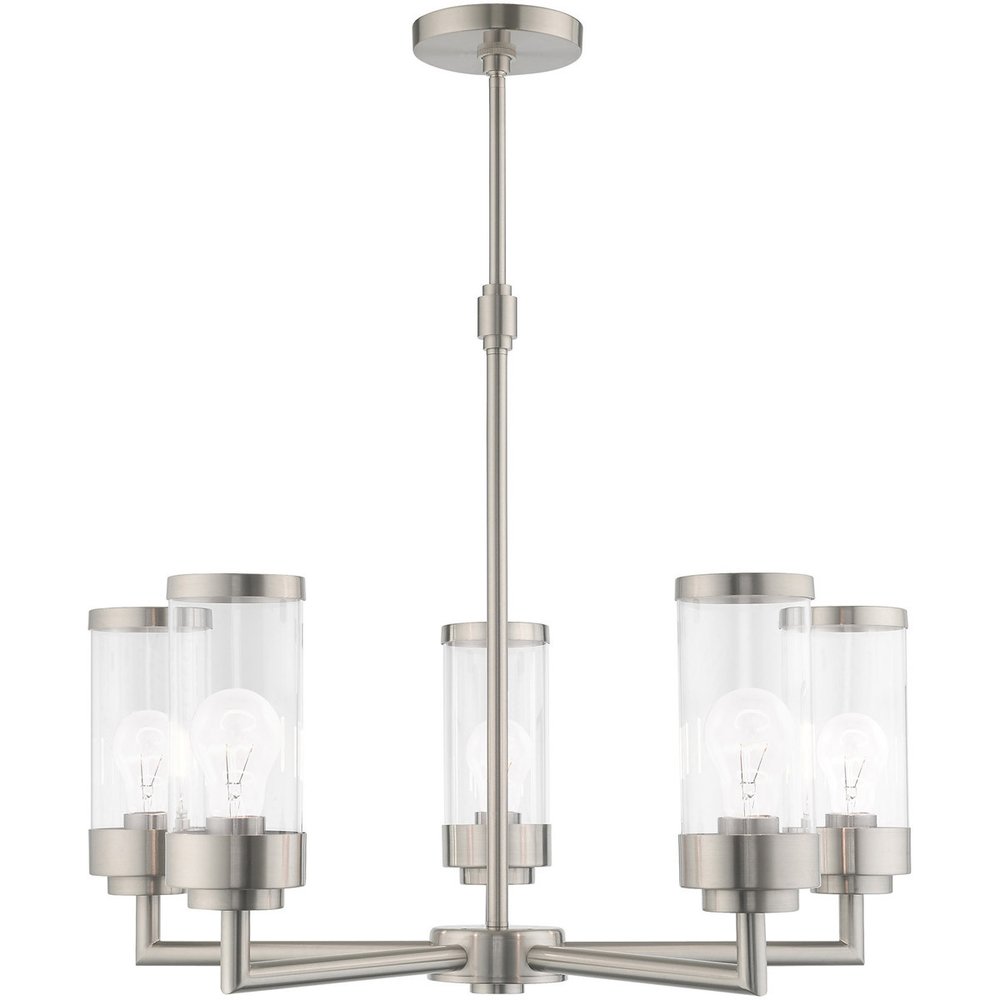 Five Light Dimmable Chandelier With Shades
