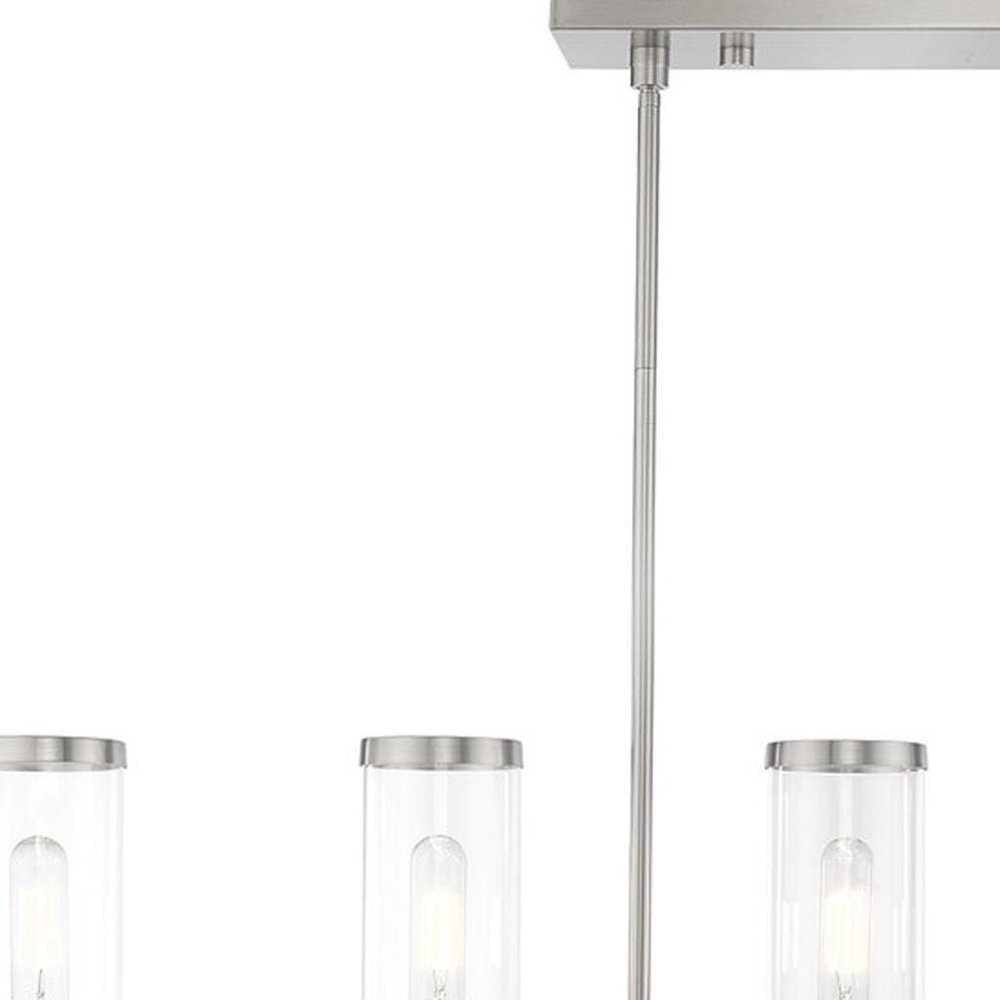 Nickel Six Light Metal Dimmable Chandelier With Shades