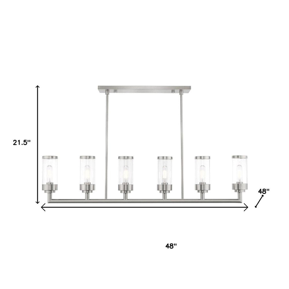 Nickel Six Light Metal Dimmable Chandelier With Shades