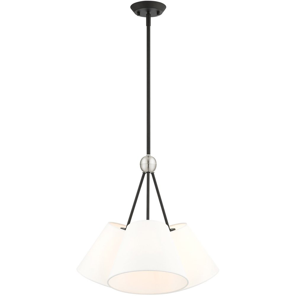 Black Three Light Metal Dimmable Chandelier With Shades