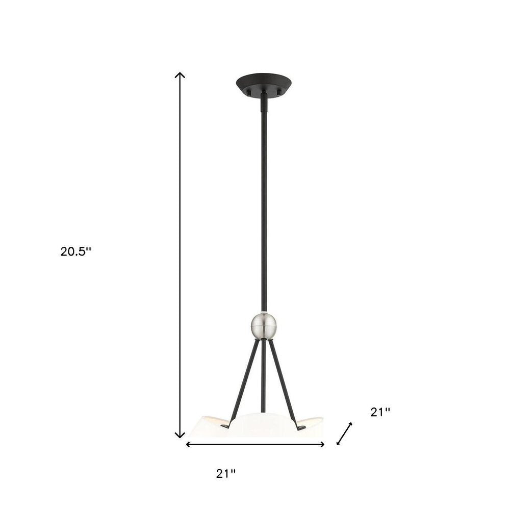 Black Three Light Metal Dimmable Chandelier With Shades