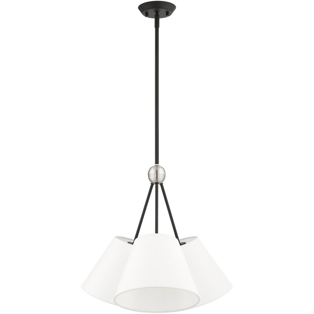 Black Three Light Dimmable Chandelier With Shades