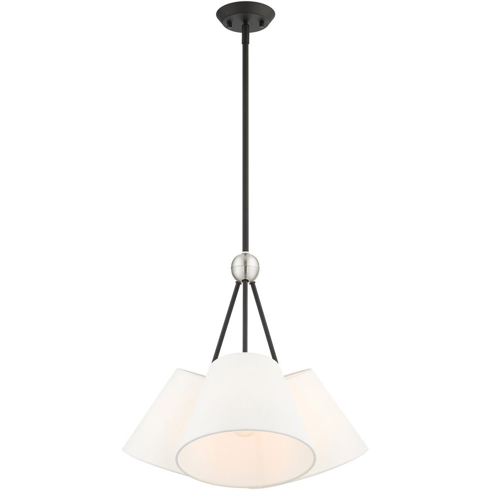 Black Three Light Metal Dimmable Chandelier With Shades