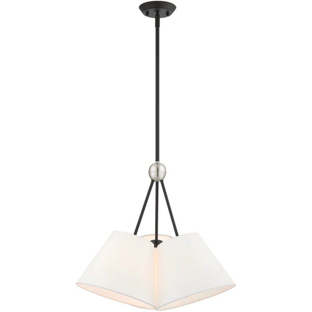 Black Three Light Metal Dimmable Chandelier With Shades