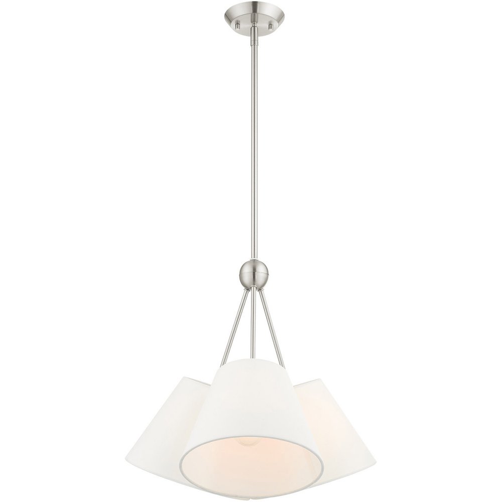 Nickel Three Light Metal Dimmable Chandelier With Shades