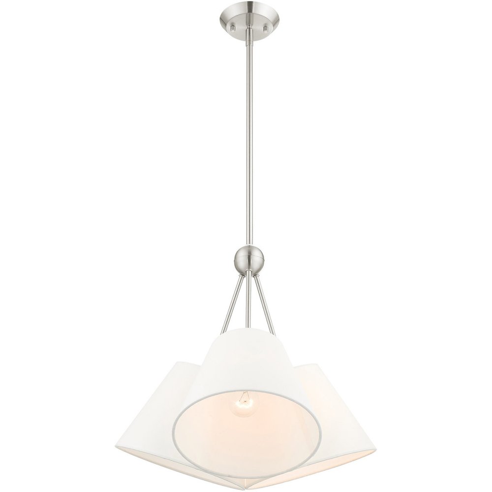 Nickel Three Light Metal Dimmable Chandelier With Shades