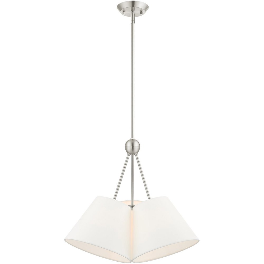 Nickel Three Light Metal Dimmable Chandelier With Shades