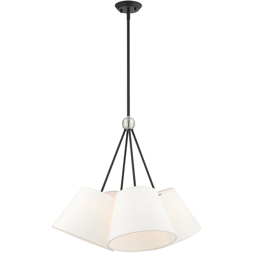 Black Four Light Metal Dimmable Chandelier With Shades