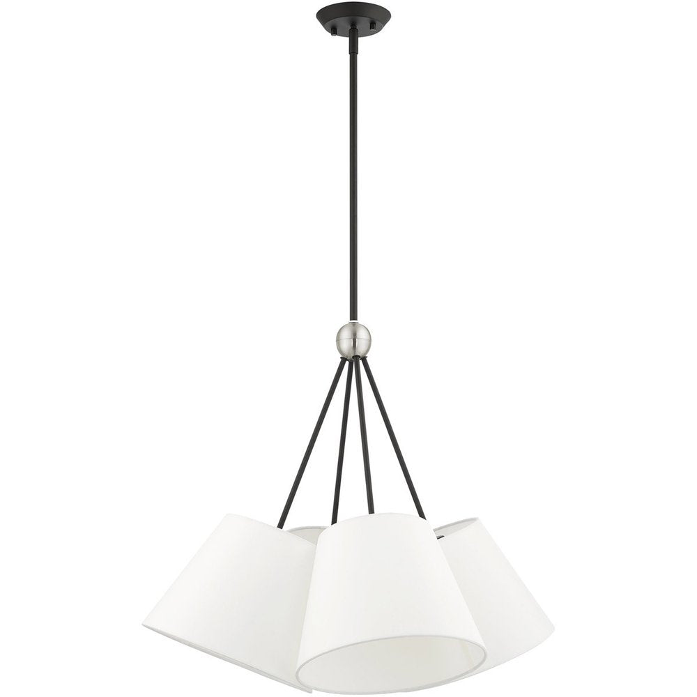 Black Four Light Metal Dimmable Chandelier With Shades