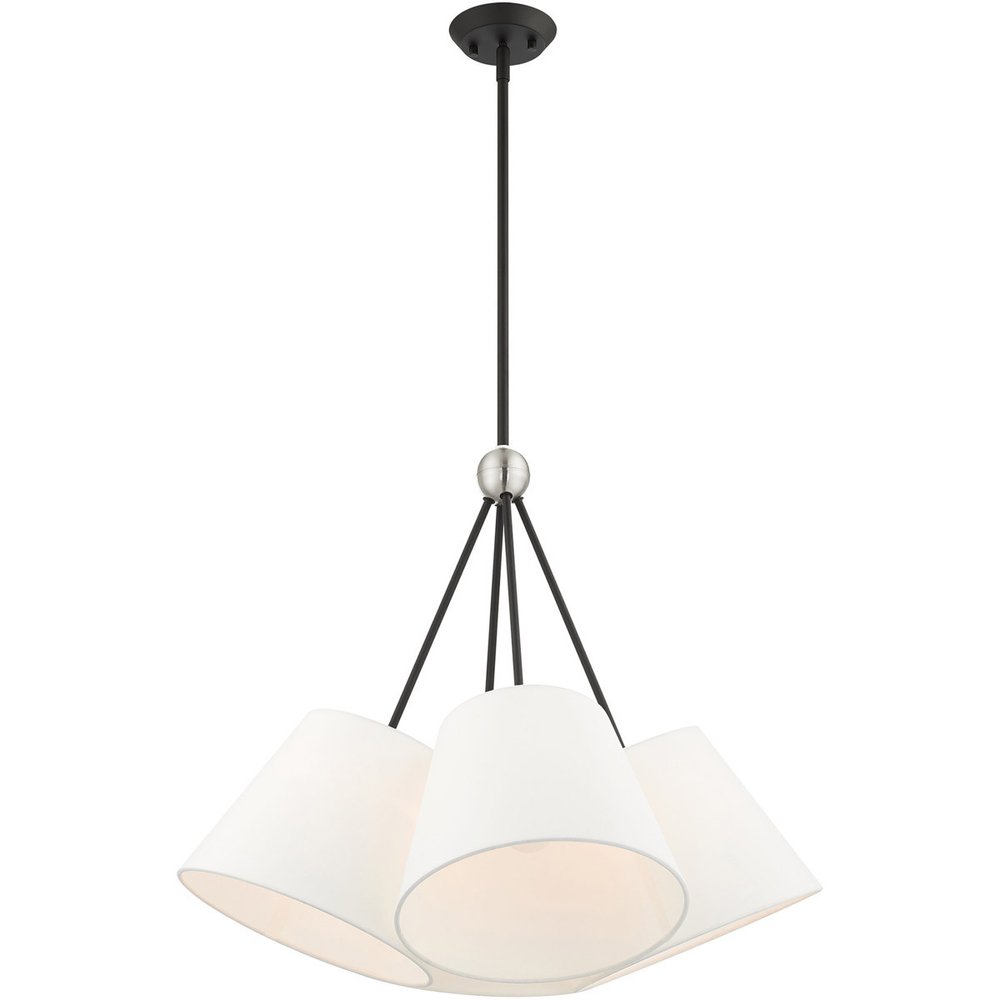 Black Four Light Metal Dimmable Chandelier With Shades