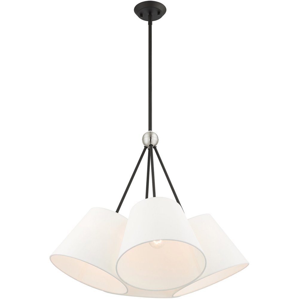 Black Four Light Metal Dimmable Chandelier With Shades