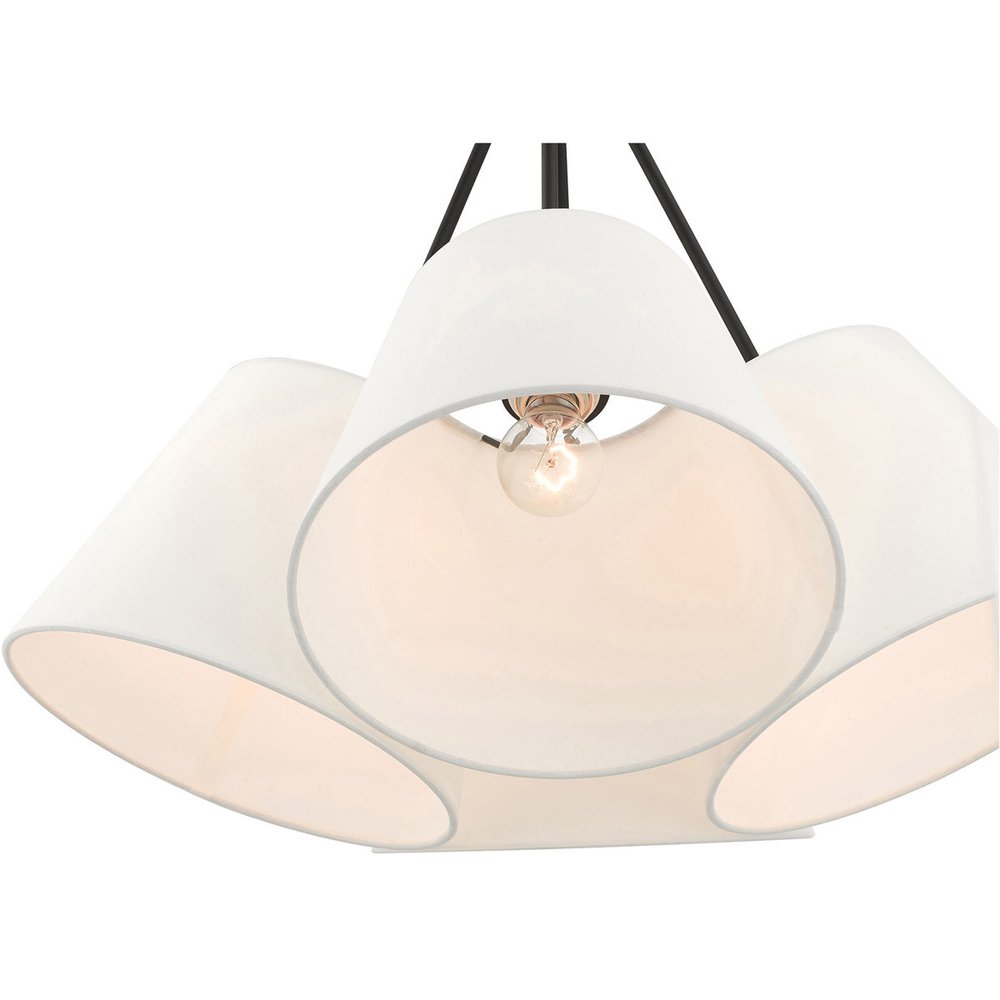 Black Four Light Metal Dimmable Chandelier With Shades