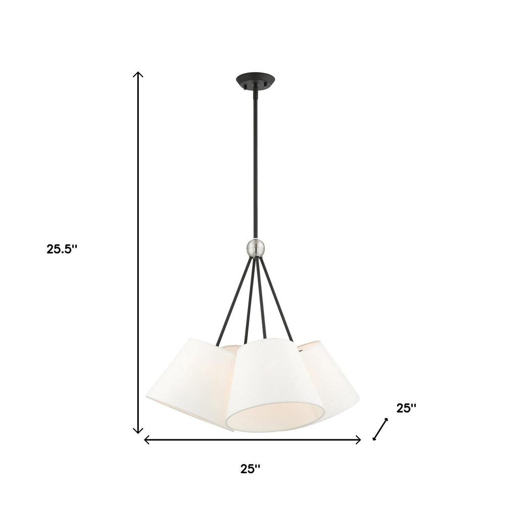 Black Four Light Dimmable Chandelier With Shades