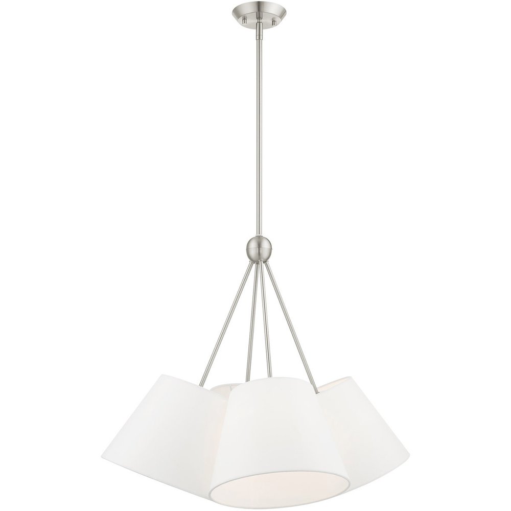 Nickel Four Light Metal Dimmable Chandelier With Shades