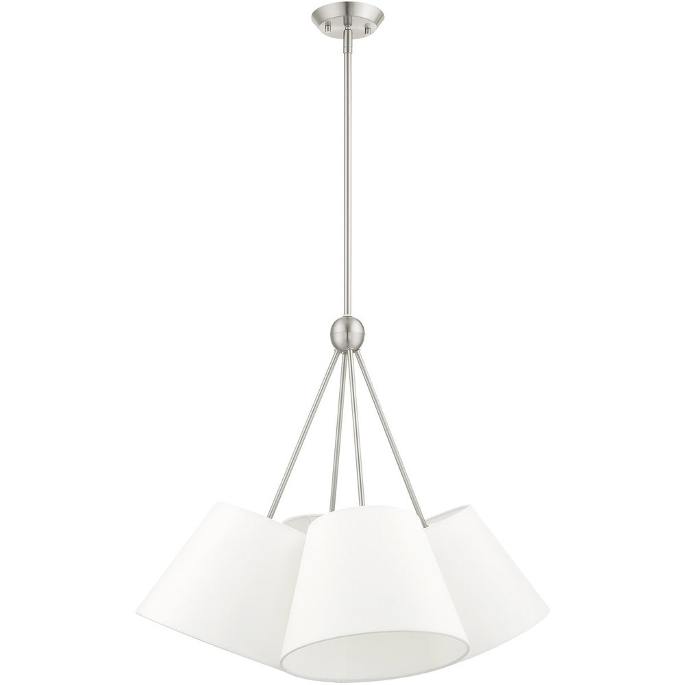 Nickel Four Light Metal Dimmable Chandelier With Shades