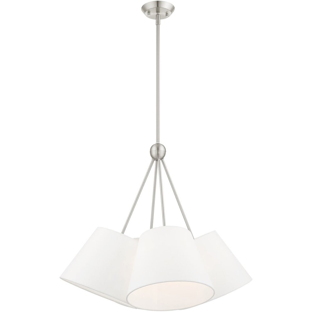 Nickel Four Light Metal Dimmable Chandelier With Shades