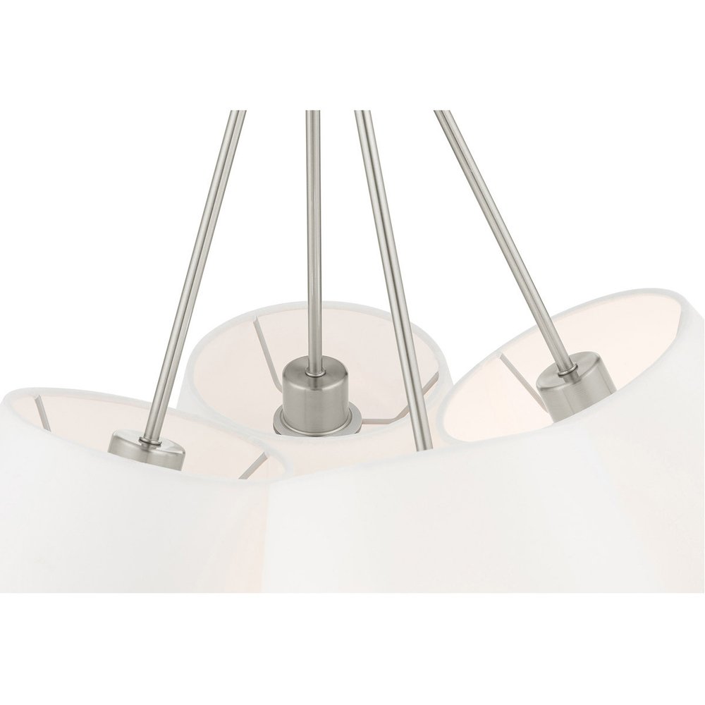 Nickel Four Light Metal Dimmable Chandelier With Shades