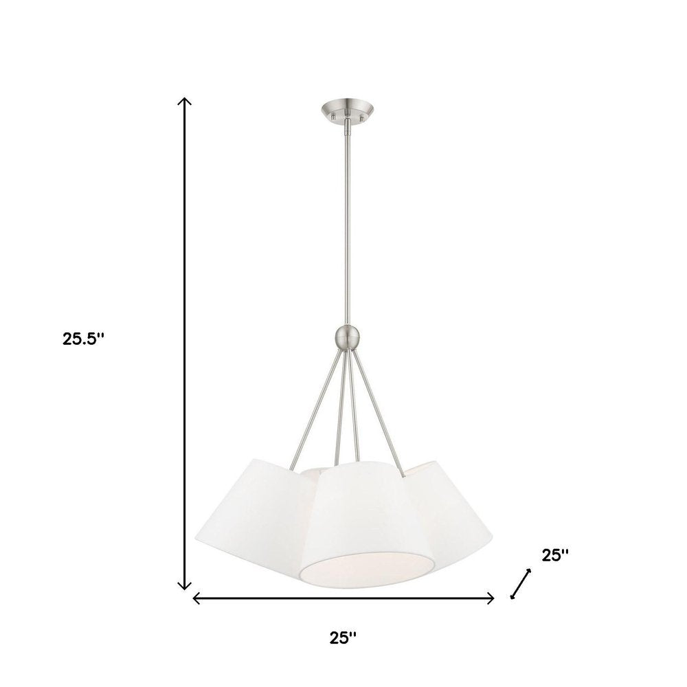 Nickel Four Light Metal Dimmable Chandelier With Shades