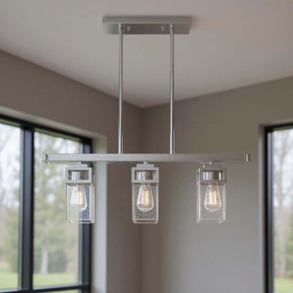 Silver Three Light Metal Dimmable Chandelier With Shades