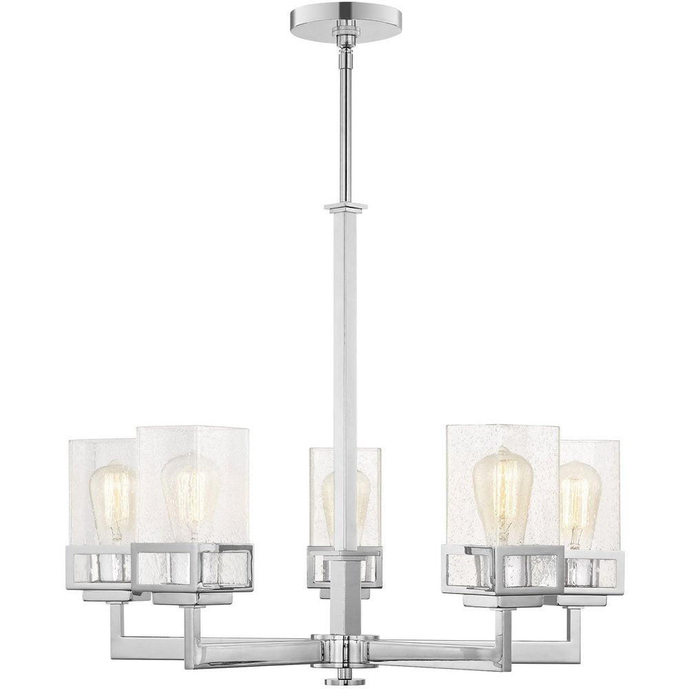 Five Light Dimmable Chandelier With Shades
