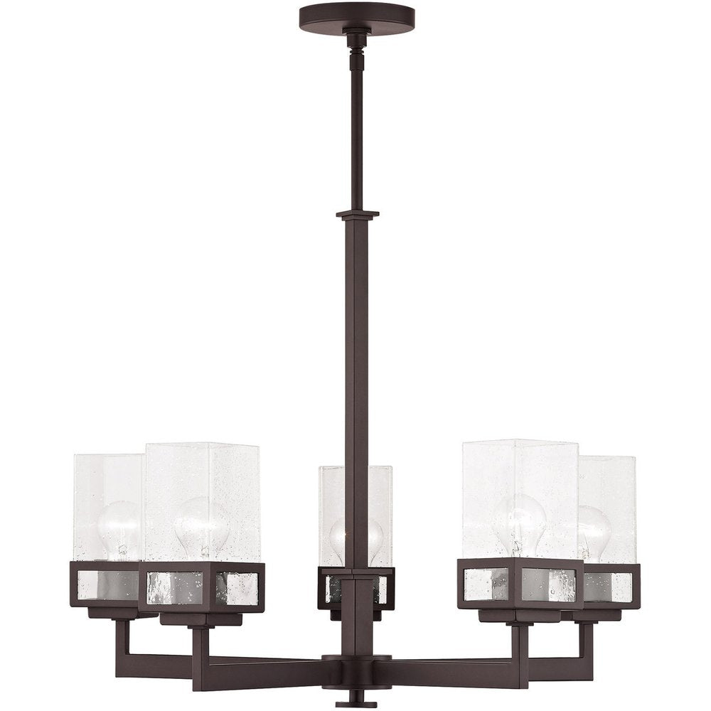 Bronze Five Light Dimmable Chandelier With Shades