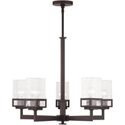 Bronze Five Light Dimmable Chandelier With Shades