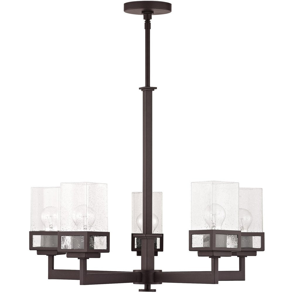 Bronze Five Light Dimmable Chandelier With Shades