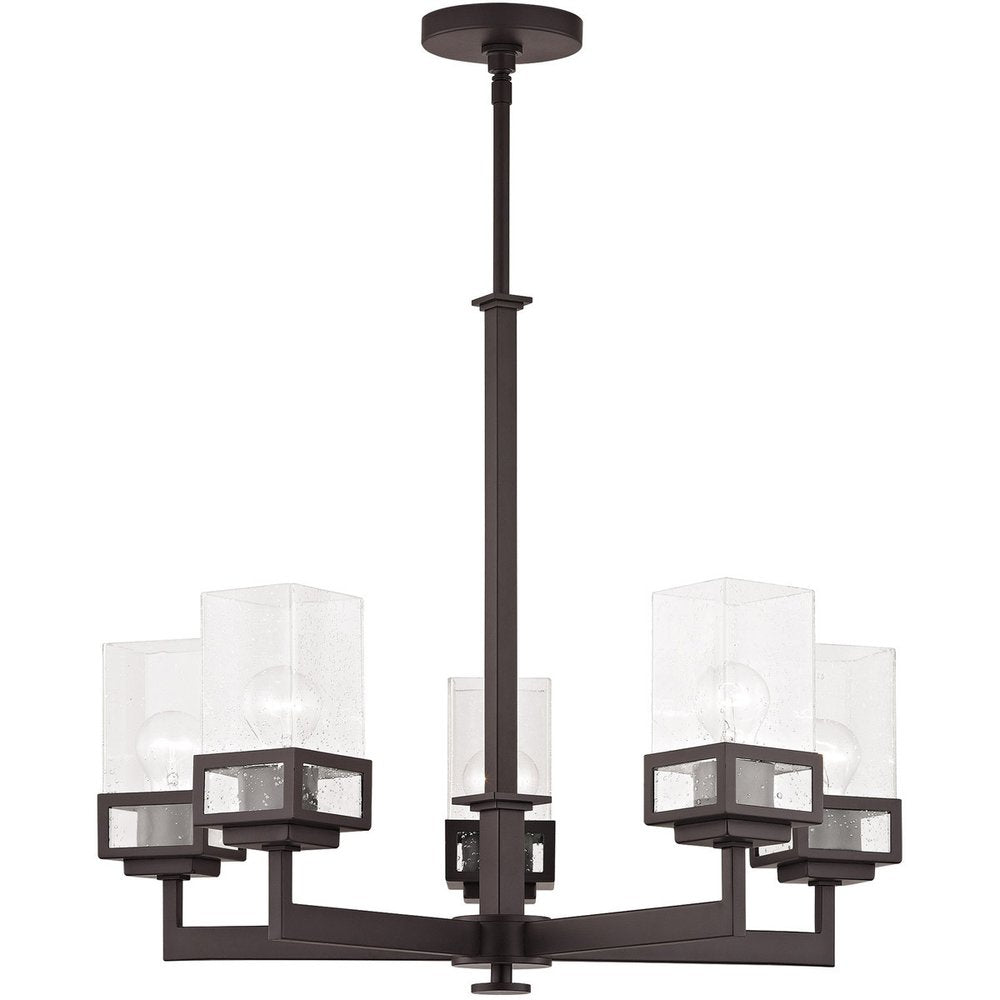 Bronze Five Light Dimmable Chandelier With Shades