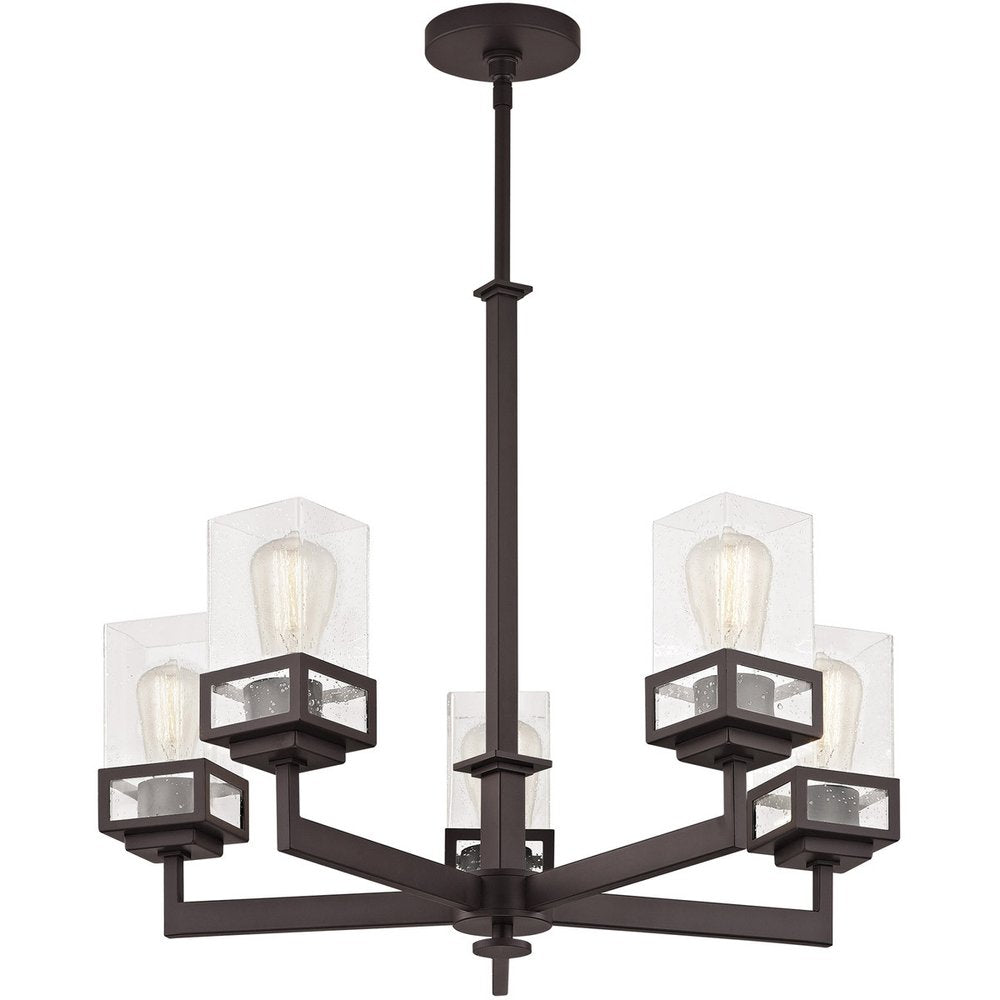 Bronze Five Light Dimmable Chandelier With Shades