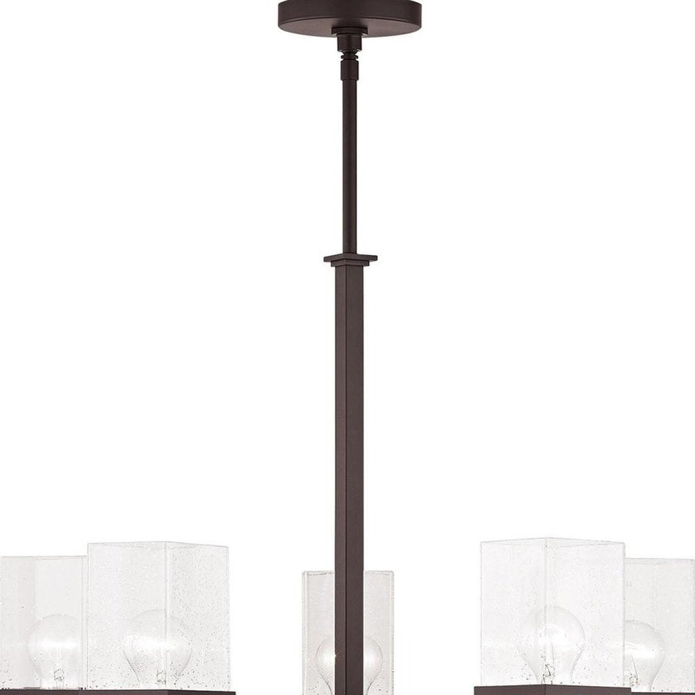 Bronze Five Light Dimmable Chandelier With Shades