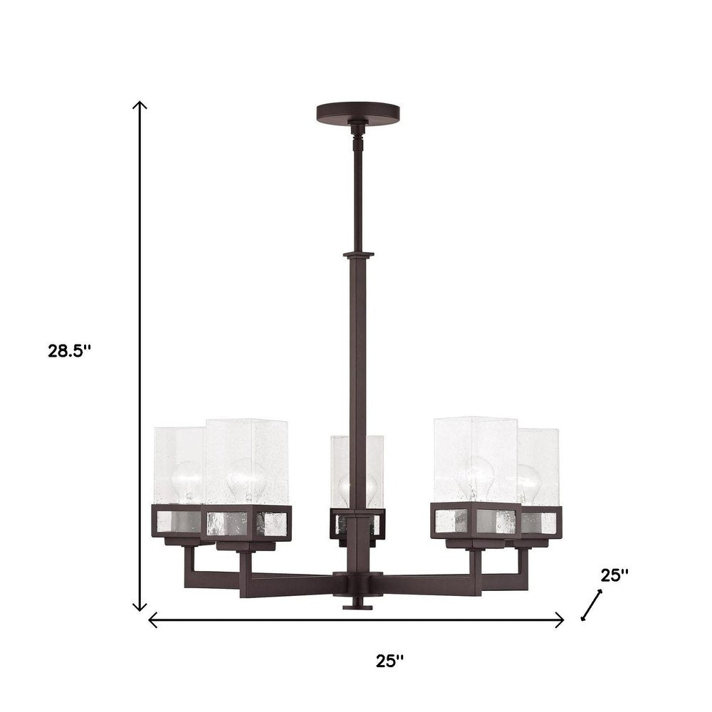 Bronze Five Light Dimmable Chandelier With Shades