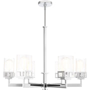 Silver Six Light Metal Dimmable Chandelier With Shades