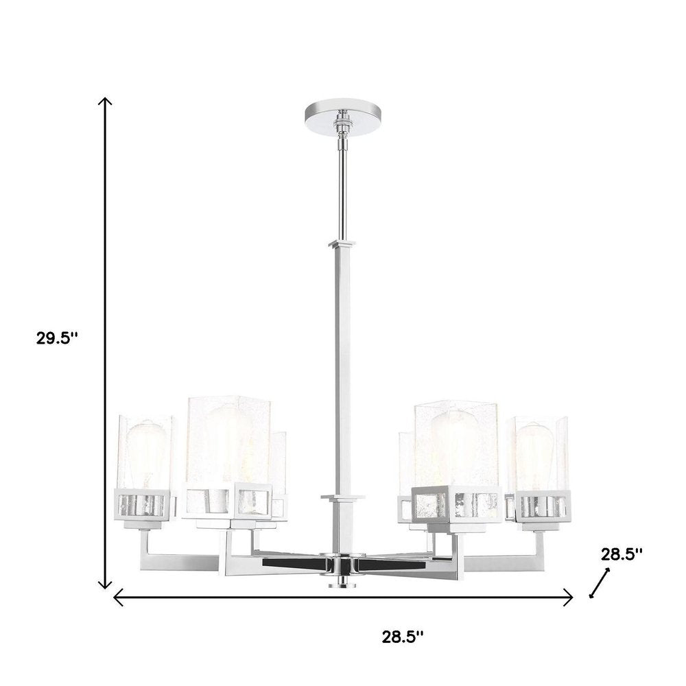 Silver Six Light Metal Dimmable Chandelier With Shades