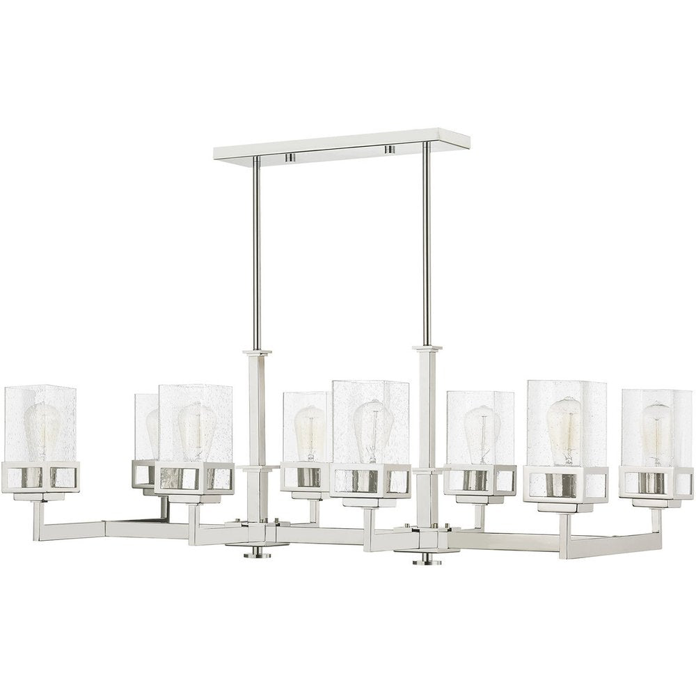 Silver Eight Light Metal Dimmable Chandelier With Shades