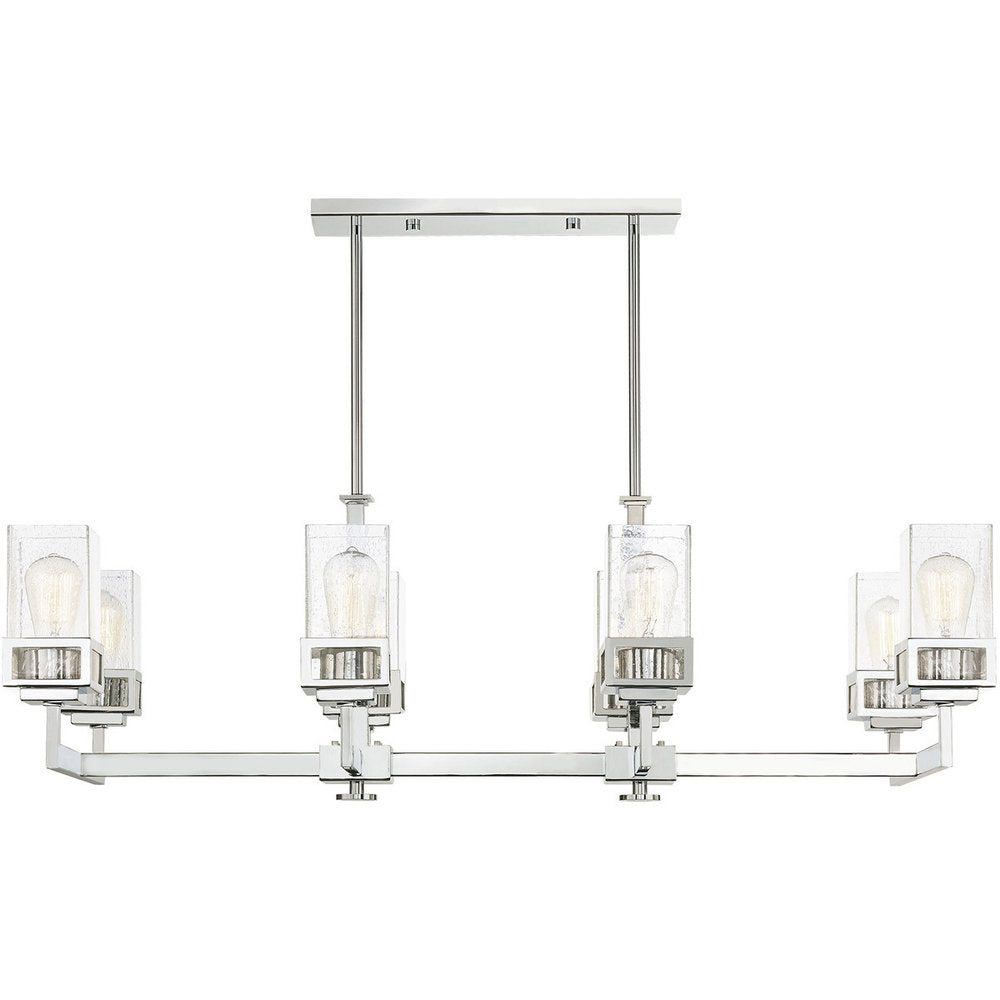 Silver Eight Light Metal Dimmable Chandelier With Shades