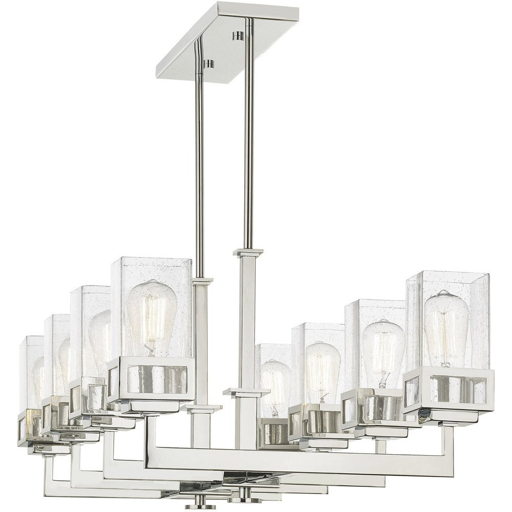 Eight Light Dimmable Chandelier With Shades