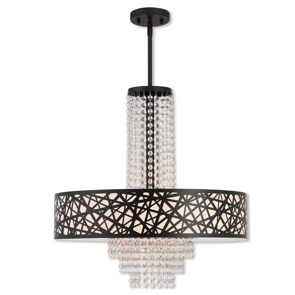 Bronze Five Light Dimmable Chandelier With Shades