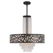 Bronze Five Light Dimmable Chandelier With Shades
