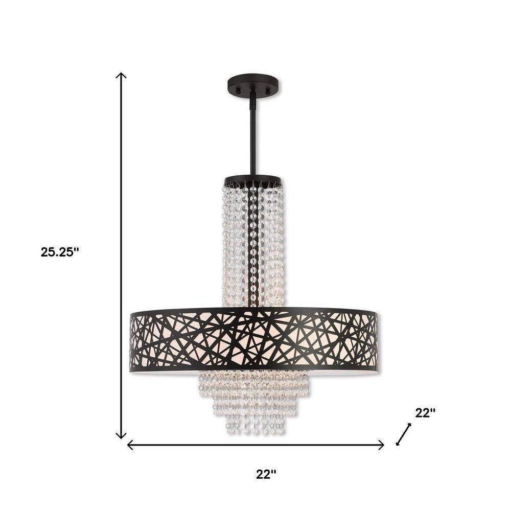 Bronze Five Light Metal Dimmable Chandelier With Shades