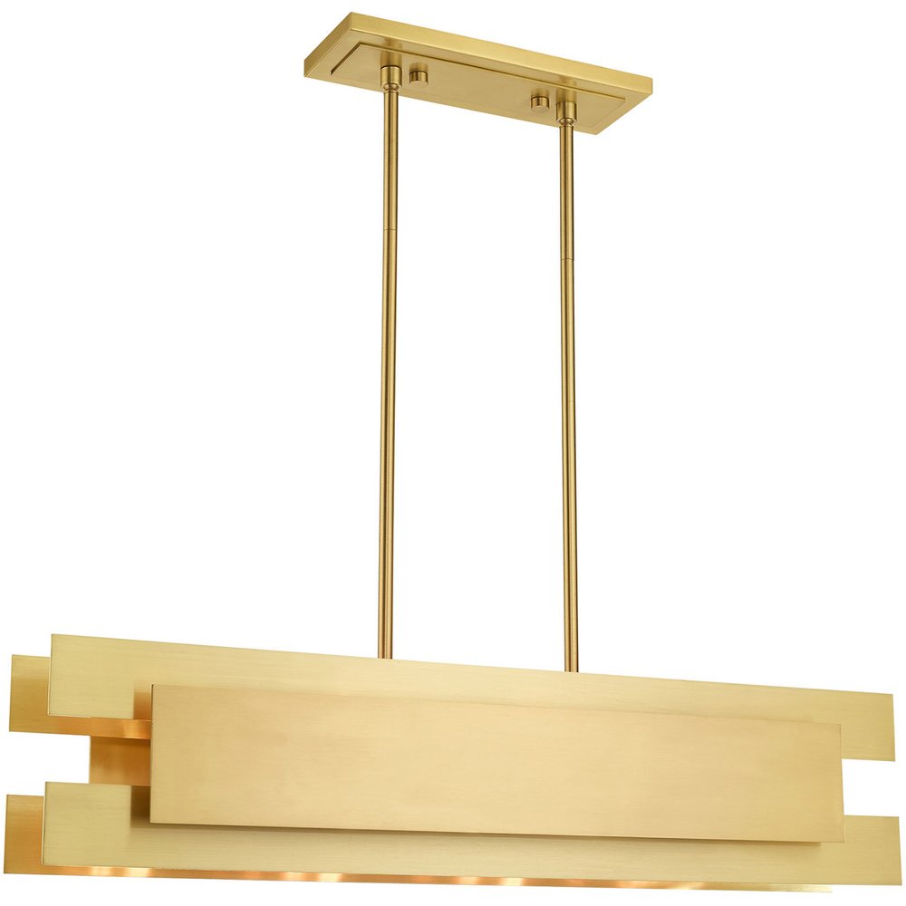Brass Four Light Metal Dimmable Chandelier With Shades