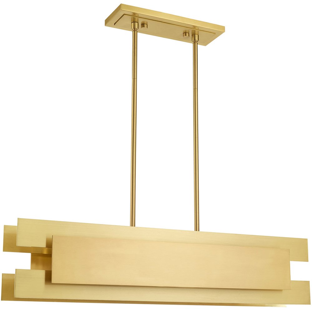 Brass Four Light Metal Dimmable Chandelier With Shades