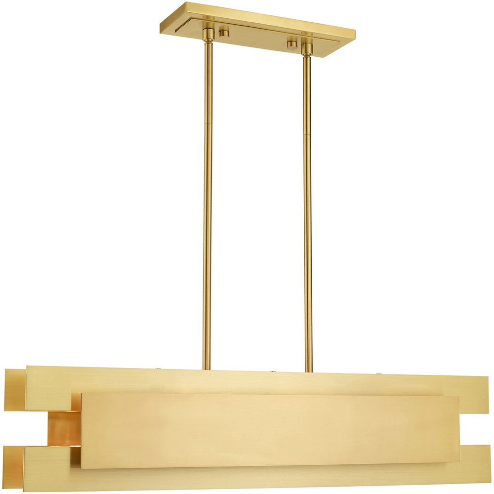 Brass Four Light Metal Dimmable Chandelier With Shades