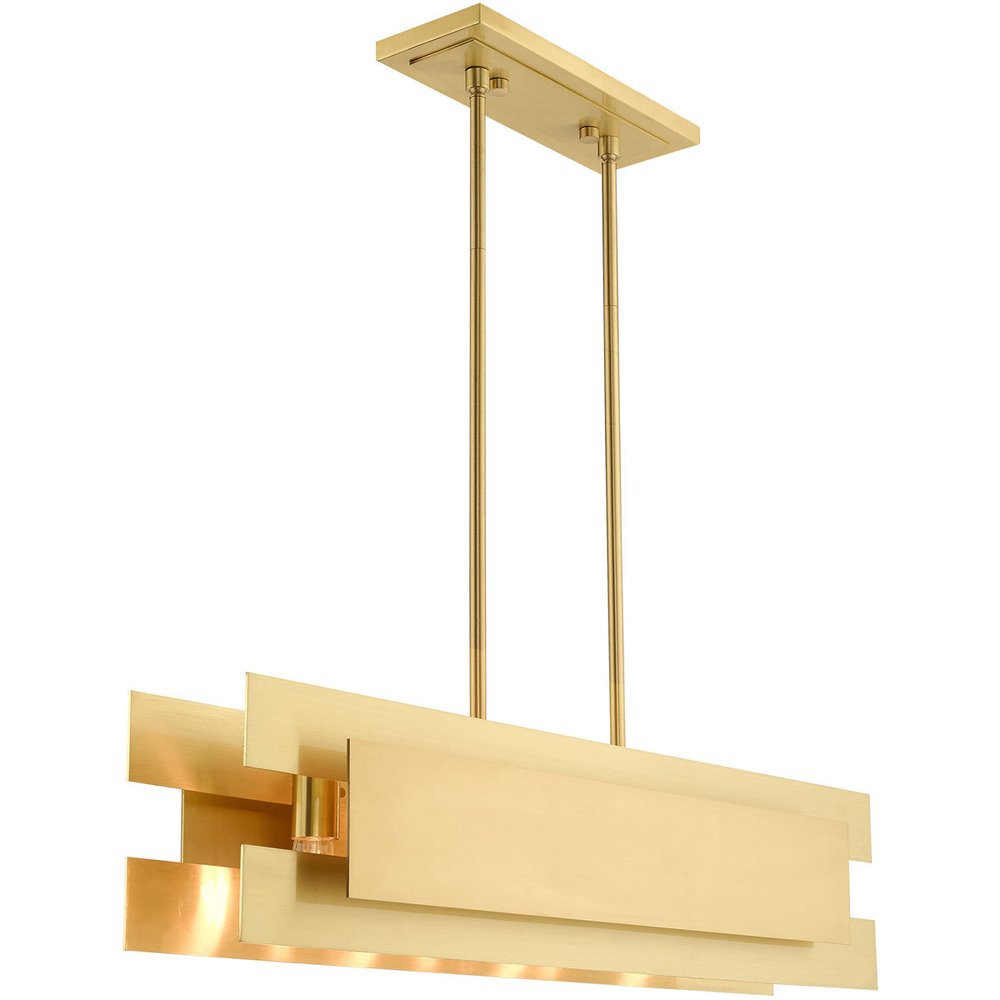 Brass Four Light Metal Dimmable Chandelier With Shades