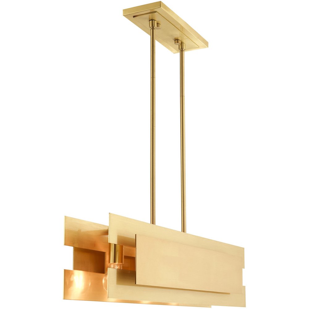 Brass Four Light Metal Dimmable Chandelier With Shades
