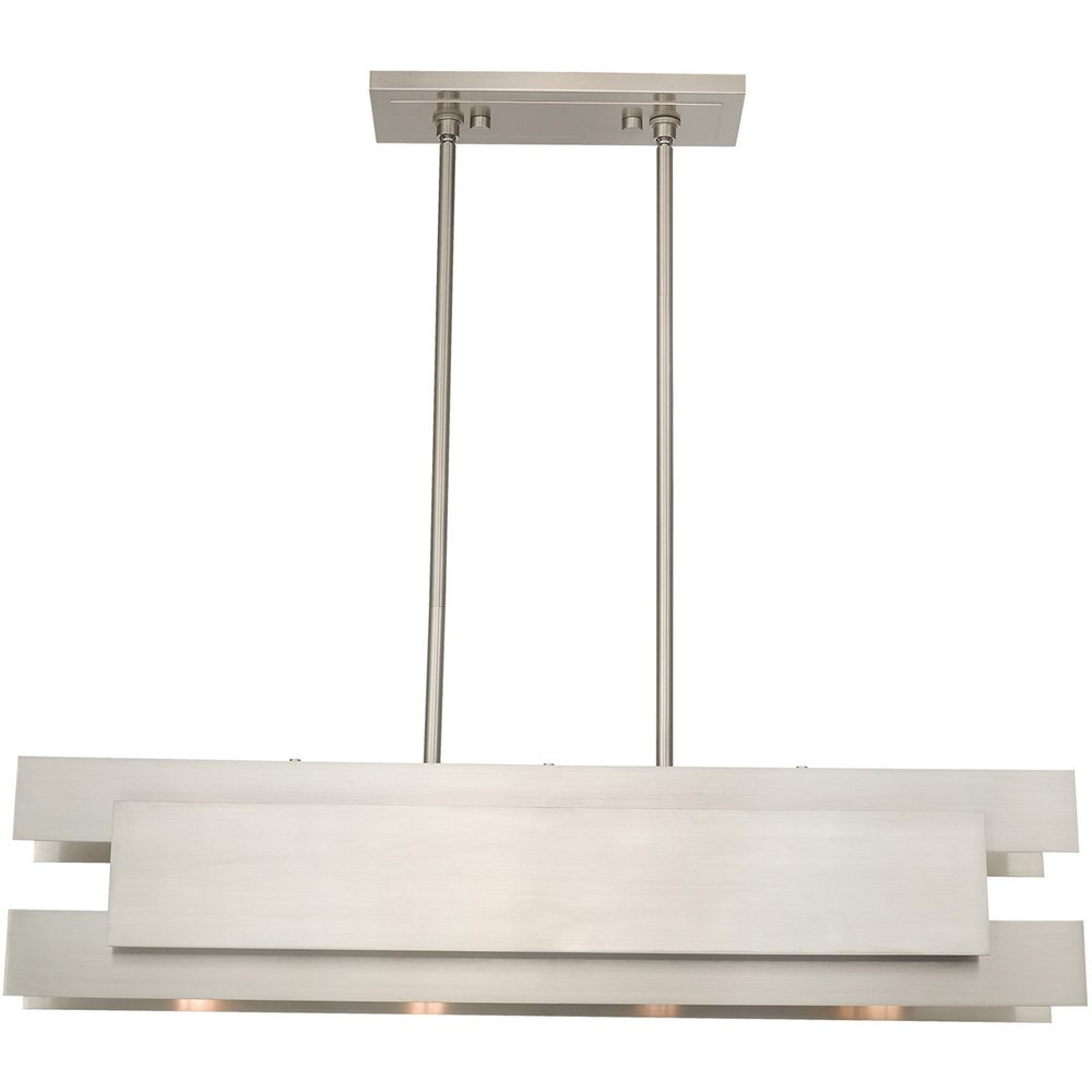 Nickel Four Light Metal Dimmable Chandelier With Shades