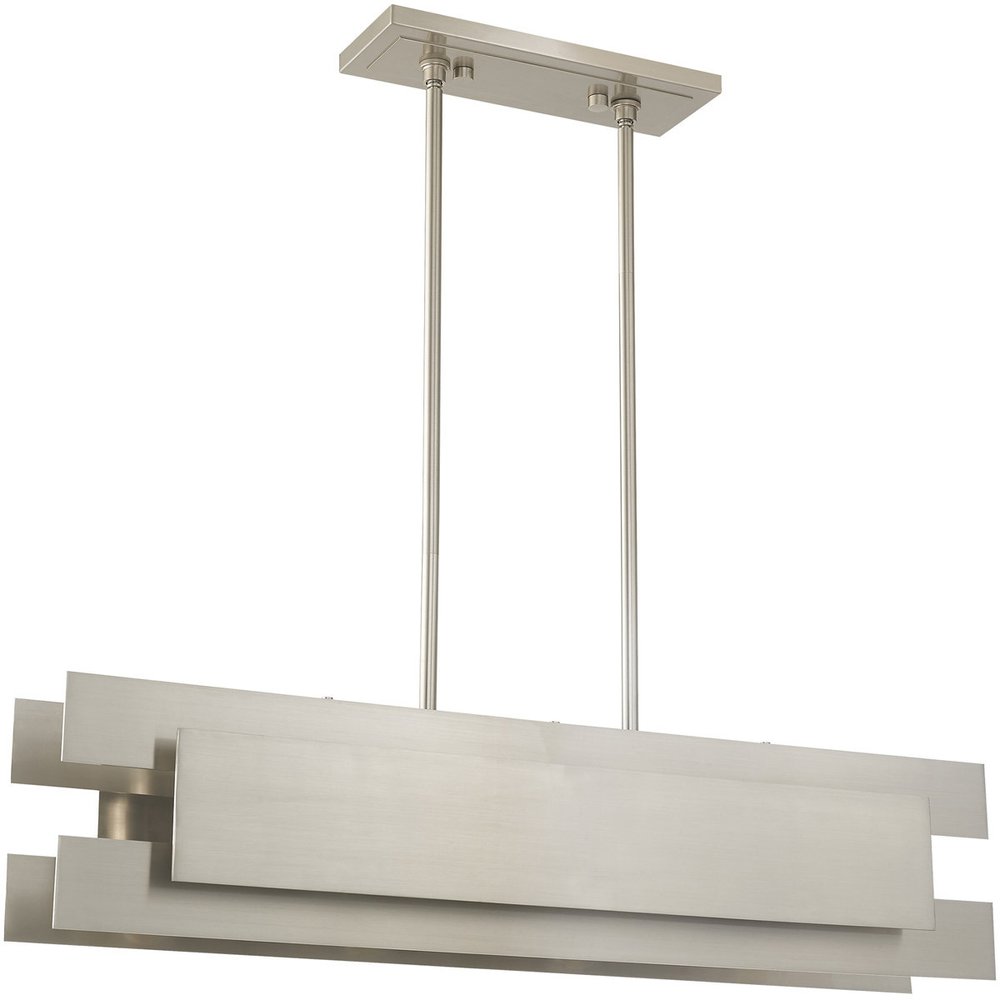 Nickel Four Light Metal Dimmable Chandelier With Shades