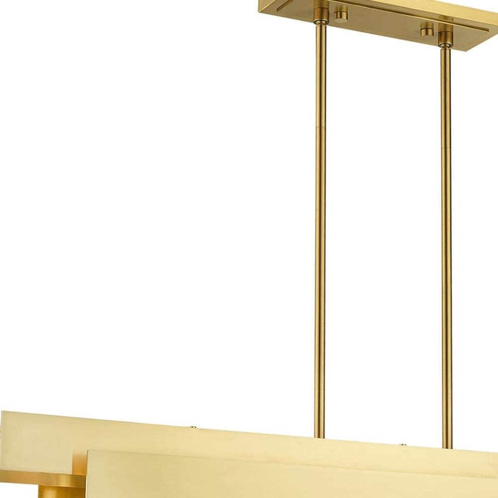 Brass Five Light Metal Dimmable Chandelier With Shades