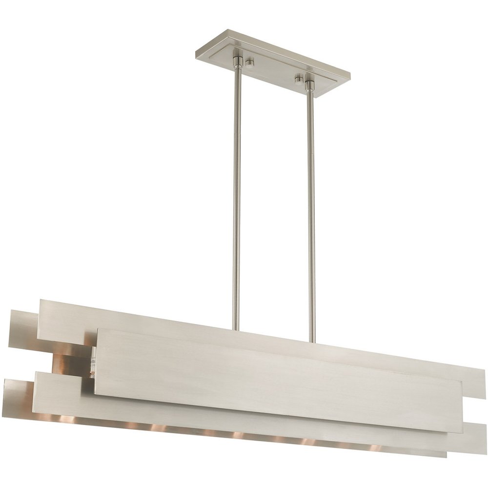 Nickel Five Light Metal Dimmable Chandelier With Shades